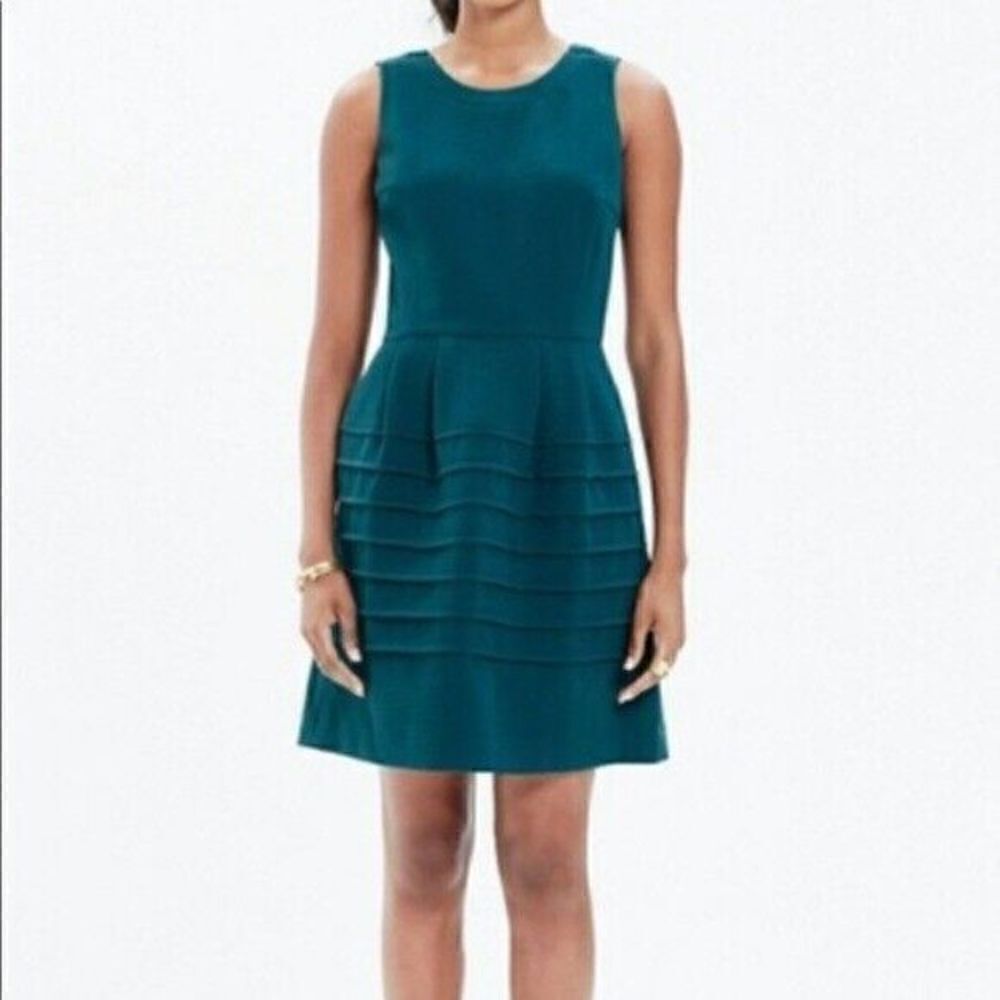 Madewell Midnight Dress Spruce Teal Green Fit and Flare Size 0 E4899 Sleeveless